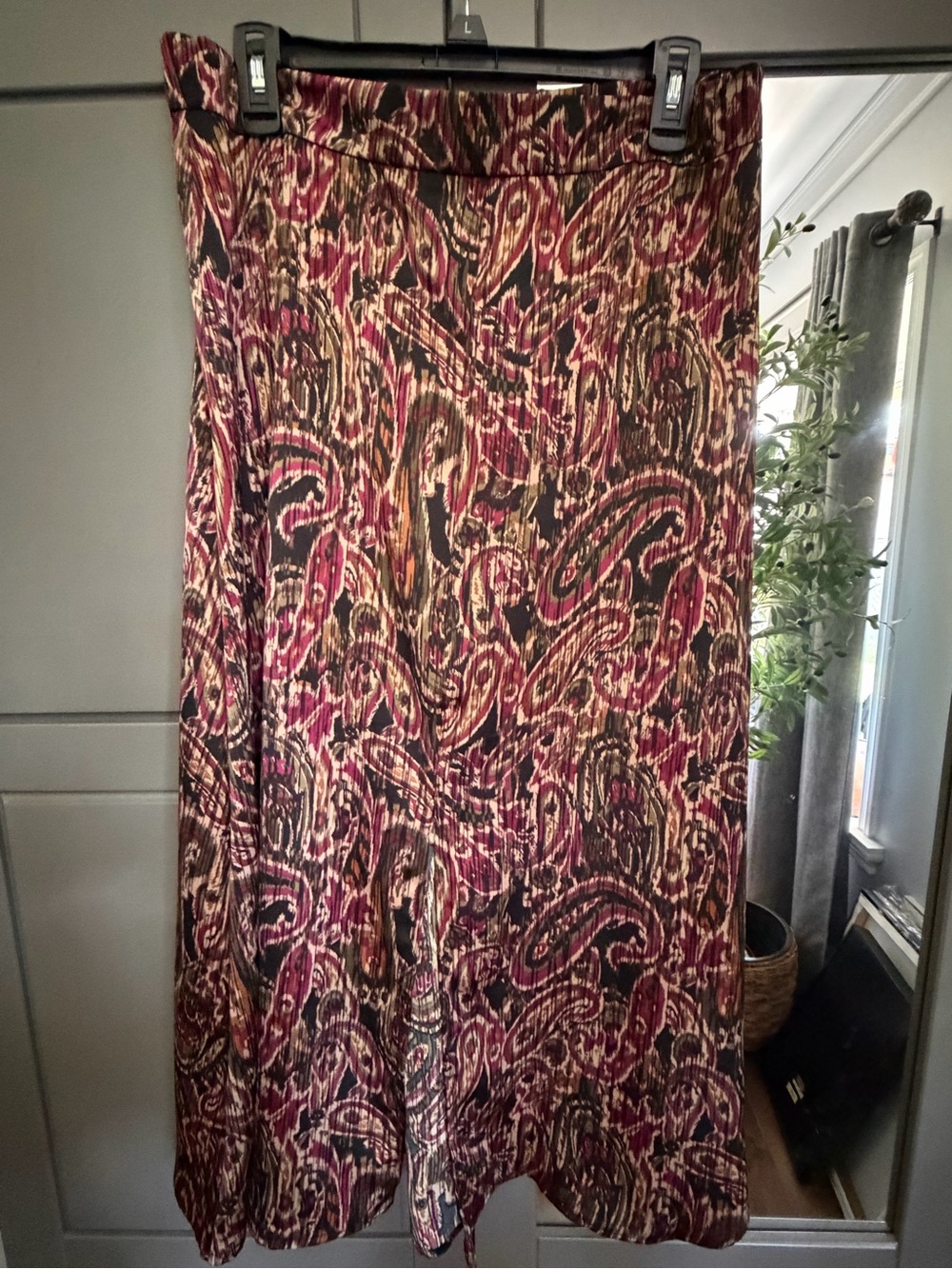 Halogen Burgundy Multi Paisley Midi Skirt